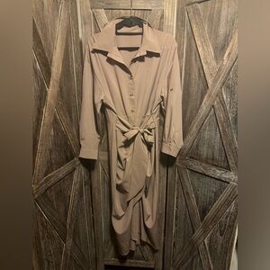 Elegant Tan Button-Up Dress